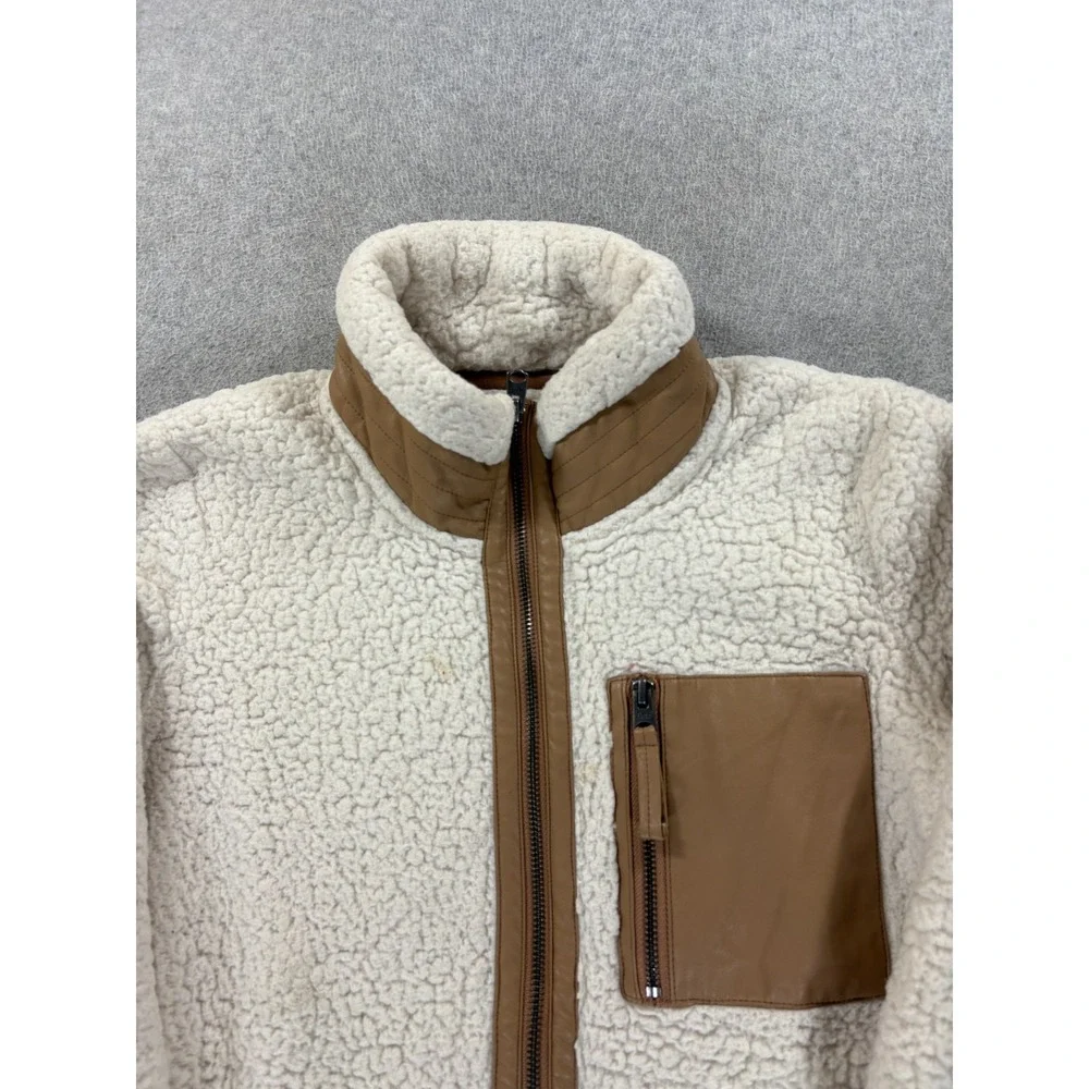 Abercrombie & Fitch SHERPA Full Zip Winter Jacket (Women's Small) White - Picture 2 of 12